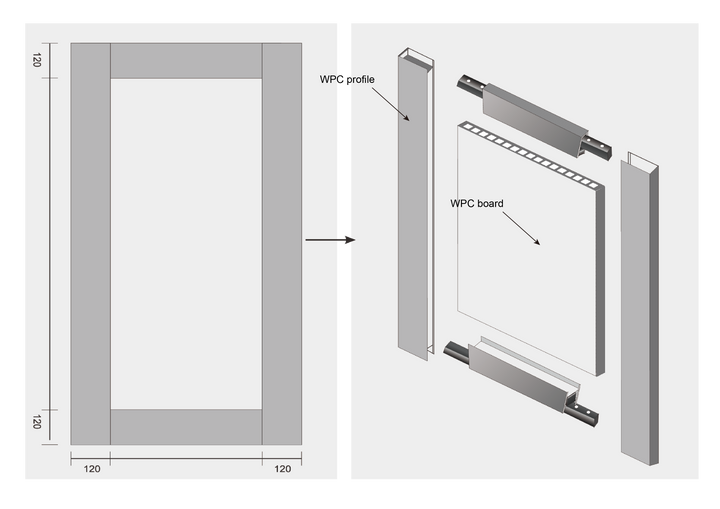 WPC Barn Door-VTS-W-18306-3684(36*84*1-9/16inch, Single Shaker Assembled Door, 1 panel, WPC Board + PVC Skin+ Foam Core))