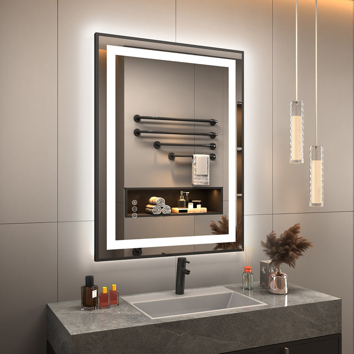 LumiTrack – Smart Memory LED Mirror with Black Frame