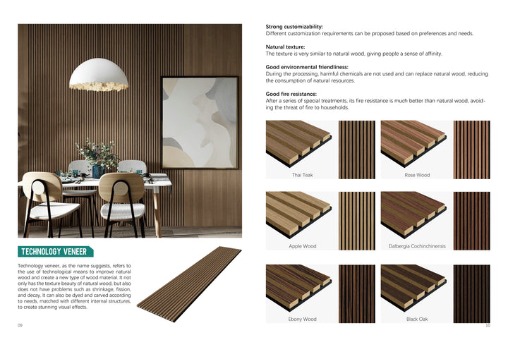 4PC 94.49x23.62 inch MDF Acoustic Panels with Technology Veneer