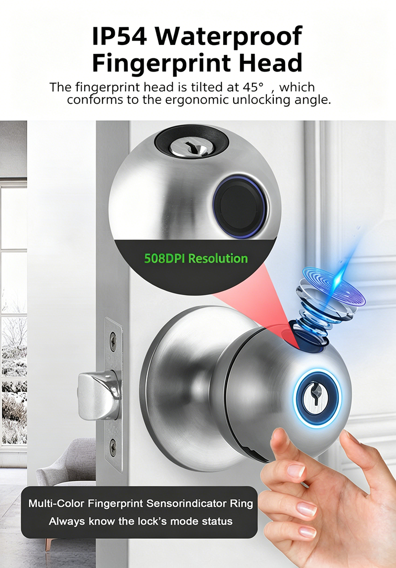Biometric Smart Door Knob with Fingerprint & App Control