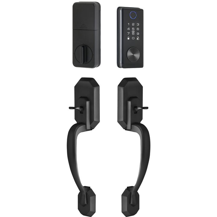 Smart Deadbolt Lock, 5-in-1 Keyless Entry Door Lock with Fingerprint & Keypad, Tuya WiFi Optional, Electronic Deadbolt for Front Door, Home, Apartment, Airbnb, Easy Install, Black