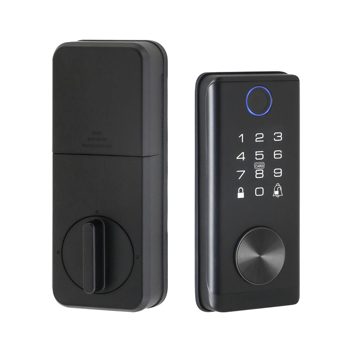 Smart Deadbolt Lock, 5-in-1 Keyless Entry Door Lock with Fingerprint & Keypad, Tuya WiFi Optional, Electronic Deadbolt for Front Door, Home, Apartment, Airbnb, Easy Install, Black