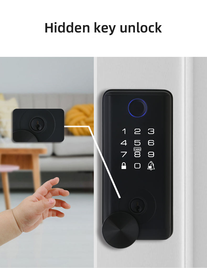 Smart Deadbolt Lock, 5-in-1 Keyless Entry Door Lock with Fingerprint & Keypad, Tuya WiFi Optional, Electronic Deadbolt for Front Door, Home, Apartment, Airbnb, Easy Install, Black