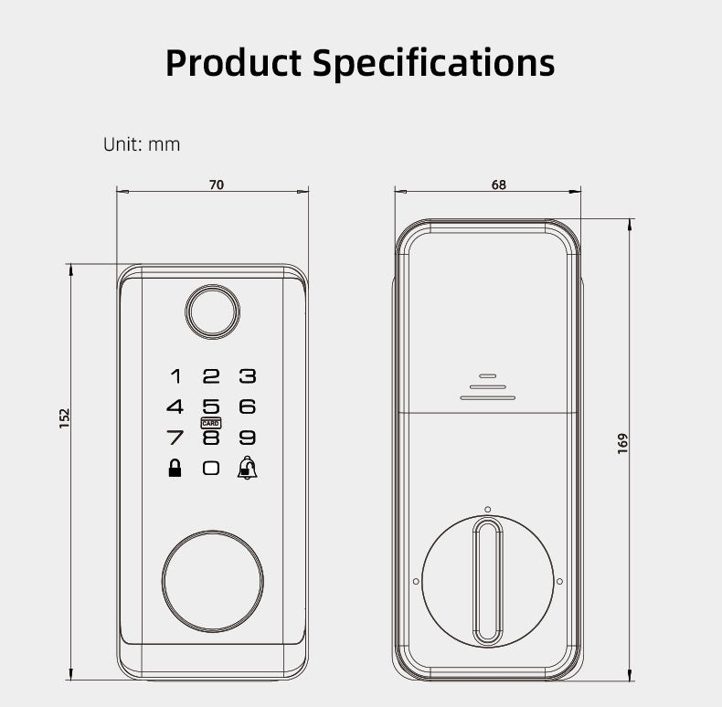 Smart Deadbolt Lock, 5-in-1 Keyless Entry Door Lock with Fingerprint & Keypad, Tuya WiFi Optional, Electronic Deadbolt for Front Door, Home, Apartment, Airbnb, Easy Install, Black