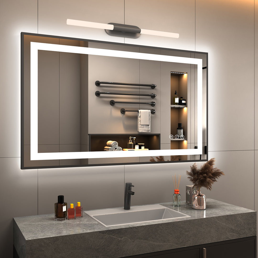 LumiTrack – Smart Memory LED Mirror with Black Frame