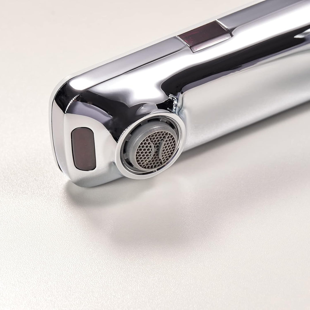 Smart Flow: Verra – Chrome Glass-Top Intelligent Faucet with Infrared Sensor & Temperature Display