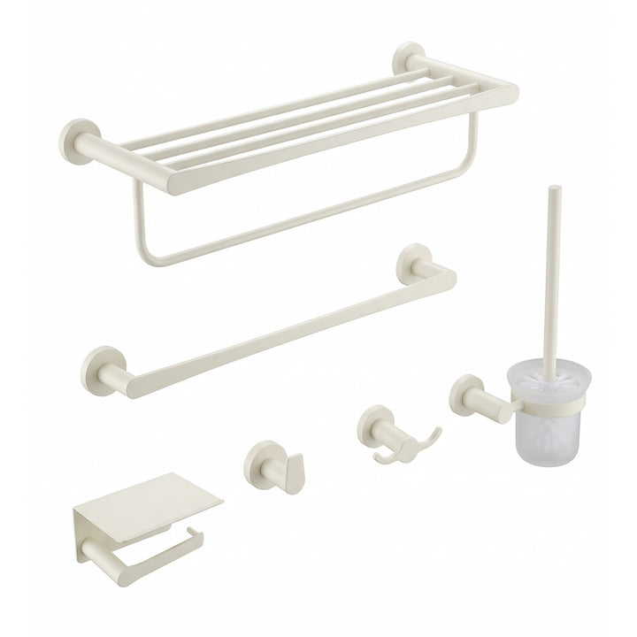 6-Piece Bathroom Hardware Set, Stainless Steel Bath Accessory Kit with Towel Rack, Towel Bar, Toilet Paper Holder, Robe Hooks, Toilet Brush Holder, Wall Mounted Bathroom Organizer