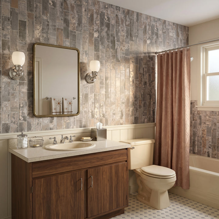 VEYRA 24" x 48" Interlocking Wall Panels, Waterproof Lightweight Ceramic Tiles for Bathroom & Shower, Grout-Free Click-Lock Accent Wall Panel, DIY Friendly (8mm Thick) BWM01
