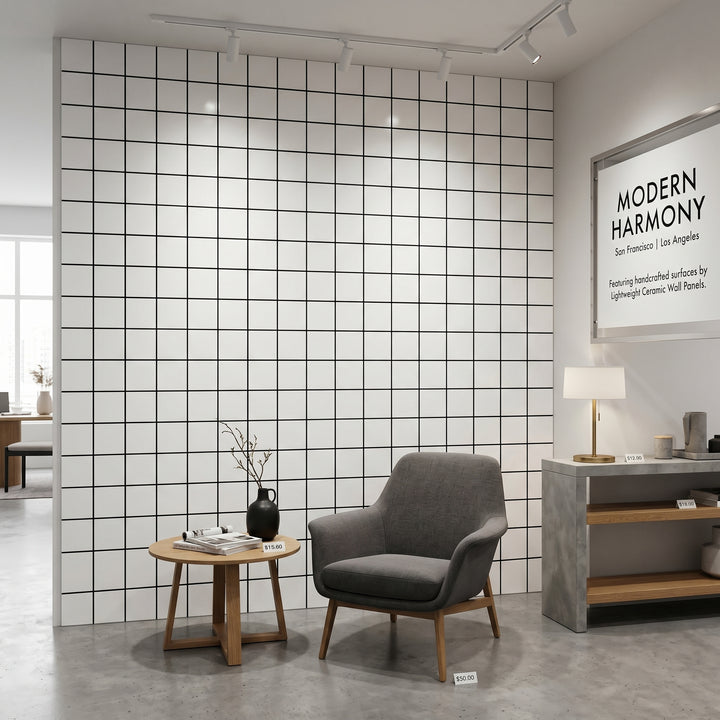 VEYRA 24" x 48" Interlocking Wall Panels, Waterproof Lightweight Ceramic Tiles for Bathroom & Shower, Grout-Free Click-Lock Accent Wall Panel, DIY Friendly (8mm Thick) WBG01
