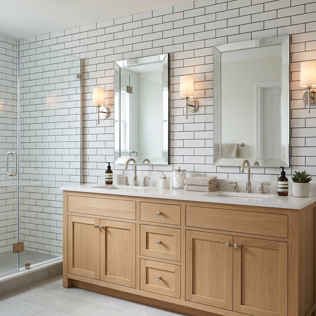 VEYRA 24" x 48" Interlocking Wall Panels, Waterproof Lightweight Ceramic Tiles for Bathroom & Shower, Grout-Free Click-Lock Accent Wall Panel, DIY Friendly (8mm Thick) WBG03