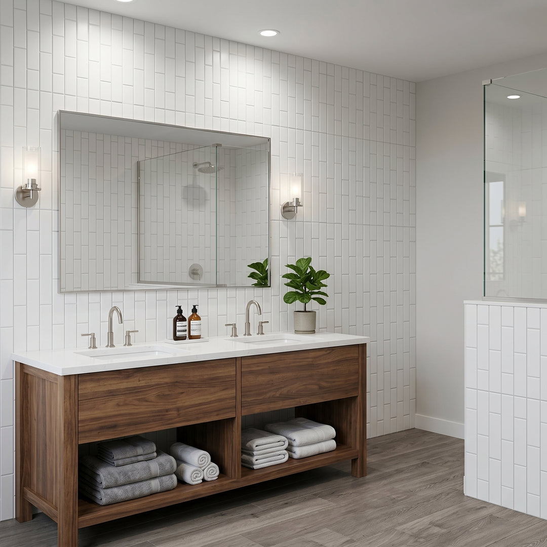 VEYRA 24" x 48" Interlocking Wall Panels, Waterproof Lightweight Ceramic Tiles for Bathroom & Shower, Grout-Free Click-Lock Accent Wall Panel, DIY Friendly (8mm Thick) WWG03