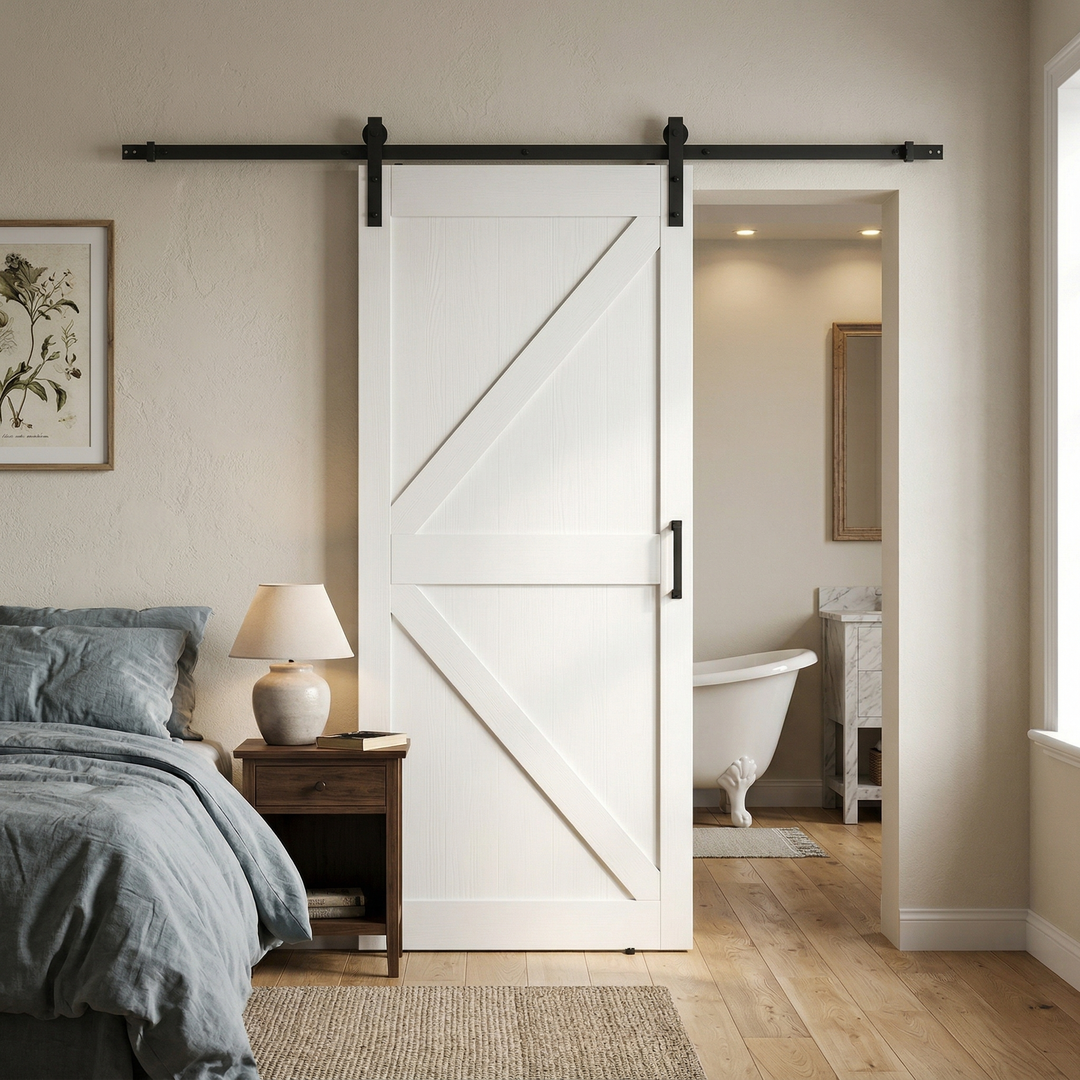 WPC Barn Door-VTS-P-17501-3684(36*84*1-9/16inch, Single Door Leaf, K Frame, WPC Board + PVC Skin + Foam Core))