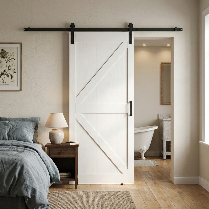 WPC Barn Door-VTS-P-17501-3684(36*84*1-9/16inch, Single Door Leaf, K Frame, WPC Board + PVC Skin + Foam Core))