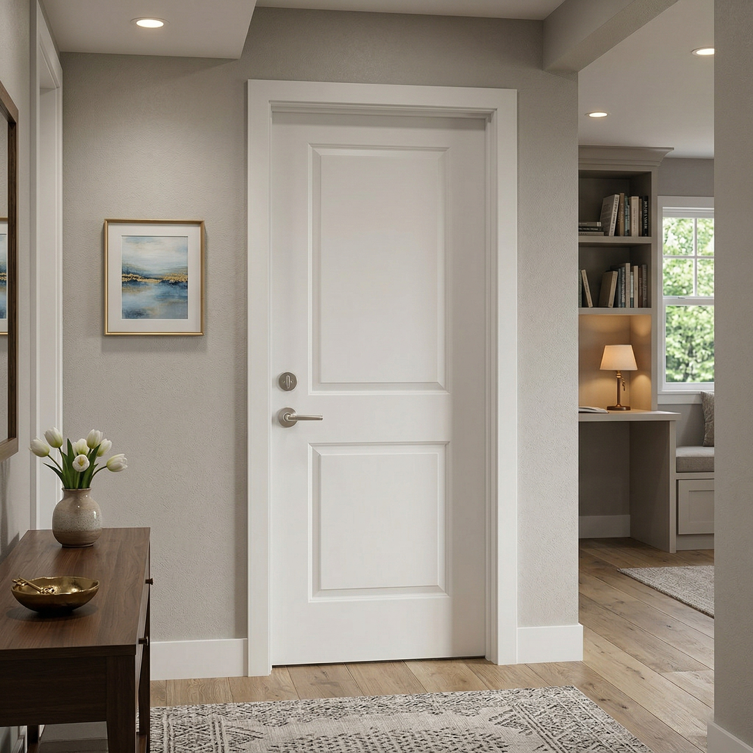 MDF Slab Door Leaf - VTS-M-27704-3280 (32*80*1-3/8inch, Molded, 2 panel, MDF + Hollow Core, Primed)