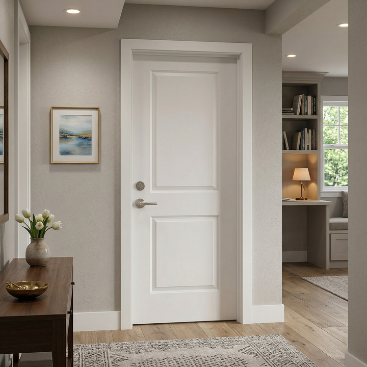 MDF Slab Door Leaf - VTS-M-27704-3280 (32*80*1-3/8inch, Molded, 2 panel, MDF + Hollow Core, Primed)