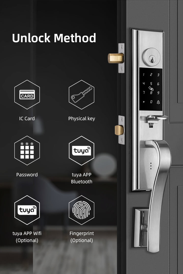 Smart Lock Front Door, IP65 Waterproof WiFi Deadbolt Lock with Fingerprint/APP/Code/Key, Multi-User Access for Home & Garage