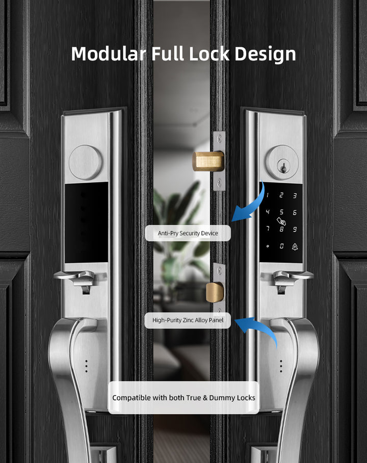 Smart Lock Front Door, IP65 Waterproof WiFi Deadbolt Lock with Fingerprint/APP/Code/Key, Multi-User Access for Home & Garage