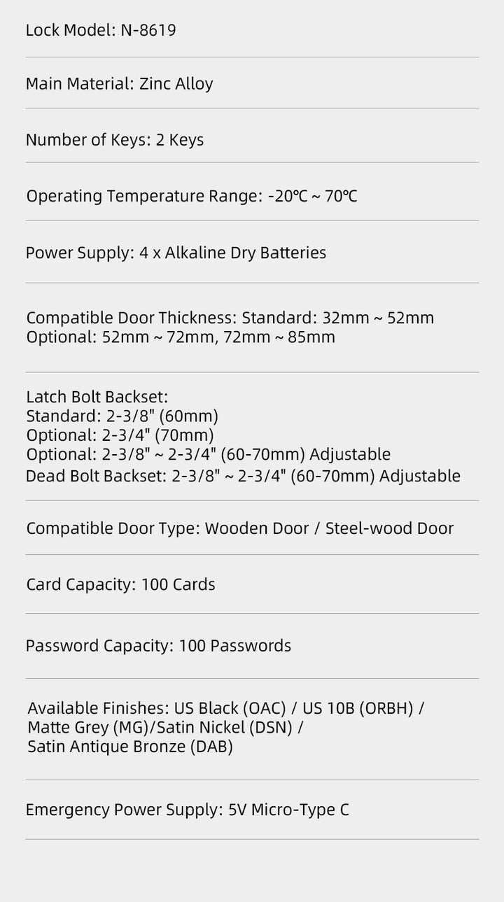 Smart Lock Front Door, IP65 Waterproof WiFi Deadbolt Lock with Fingerprint/APP/Code/Key, Multi-User Access for Home & Garage