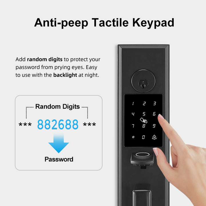 Smart Door Lock - Keyless Entry with Fingerprint, App Control, and US Standard Installation