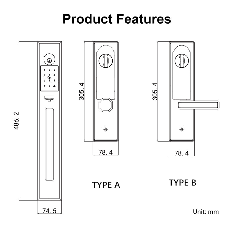 Smart Door Lock - Keyless Entry with Fingerprint, App Control, and US Standard Installation