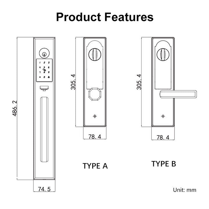 Smart Door Lock - Keyless Entry with Fingerprint, App Control, and US Standard Installation