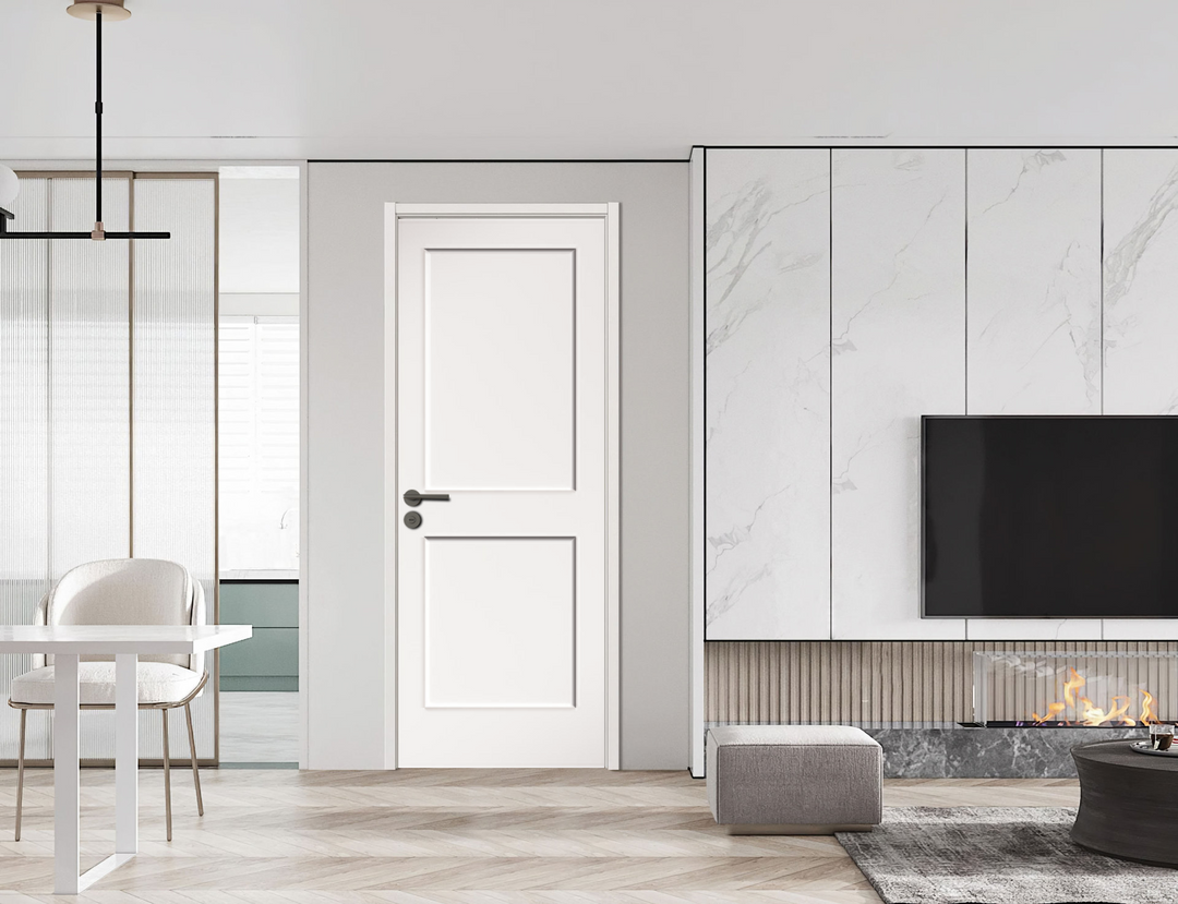 MDF Slab Door Leaf - VTS-M-28306-3280 (32*80*1-3/8inch, Assembled, 2 Panel, MDF + Engineered Wood Core, Primed)