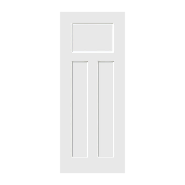 MDF Slab Door Leaf - VTS-M-37705-3280 (32*80*1-3/8inch, Molded, Craftsman 3 Panel, MDF + Hollow Core, Primed)