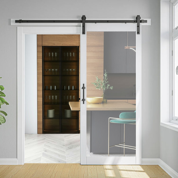 WPC Barn Door-VTS-W-17103-3684(36*84*1-9/16inch, Single door leaf, Full Lite, WPC Profile + TP glass)