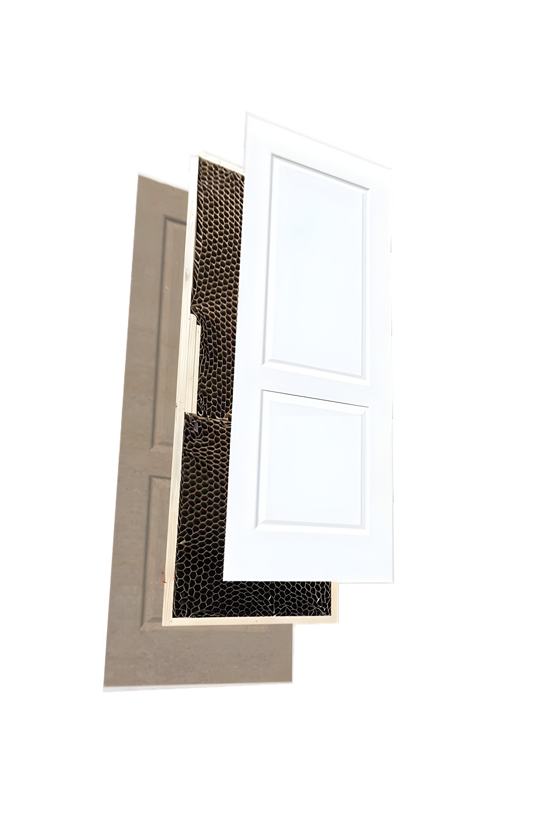 MDF Slab Door Leaf - VTS-M-27703-3280 ( 32*80*1-3/8inch, Texture Molded, 2 Panel Arch Top, MDF + Hollow Core, Primed)