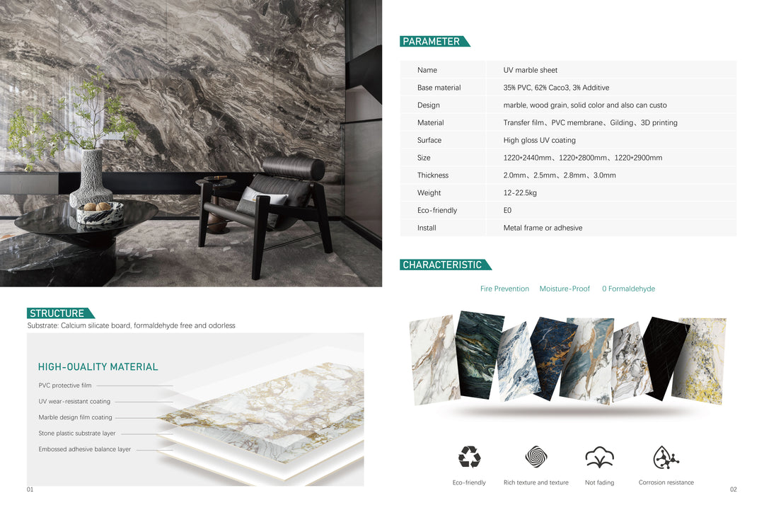 6PC Majestic Marble finish 4x2ft SPC Wall Panel | Easy Glue-On Install | Fireproof, Waterproof & Eco-Friendly