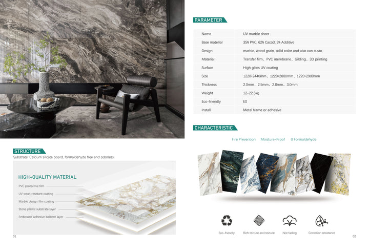 6PC Majestic Marble finish 4x2ft SPC Wall Panel | Easy Glue-On Install | Fireproof, Waterproof & Eco-Friendly