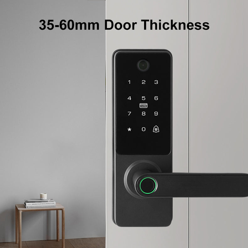 Digital door lock with keypad on a door, suitable for 35-60mm thickness.