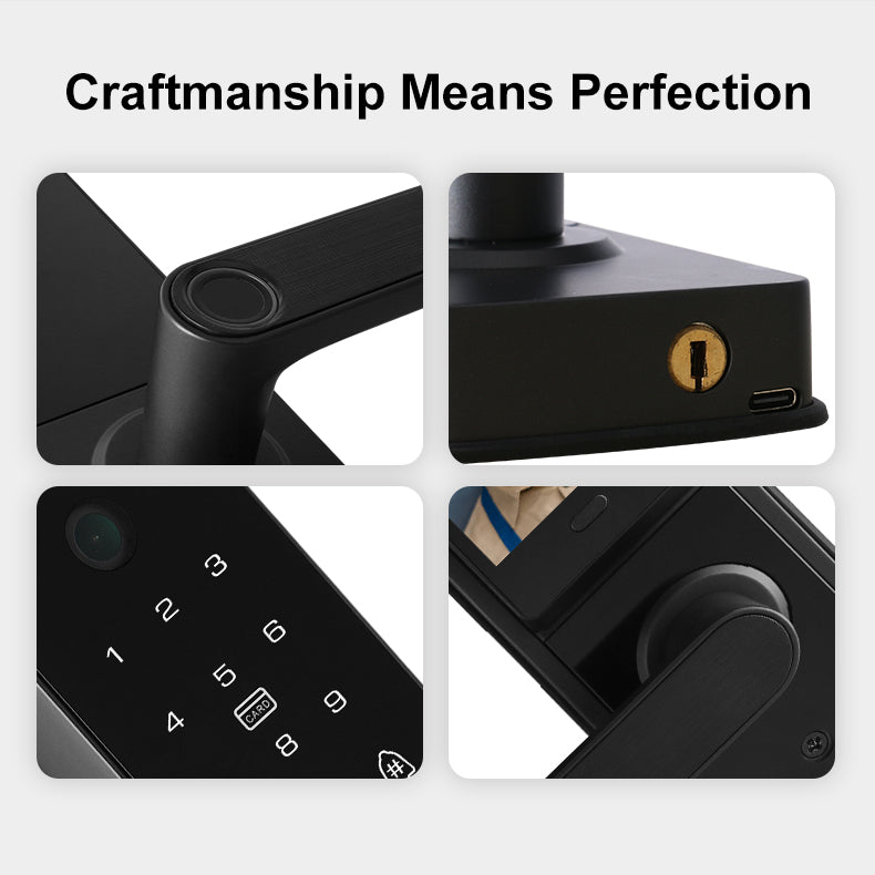 Collage of black electronic components with close-up details on a white background.