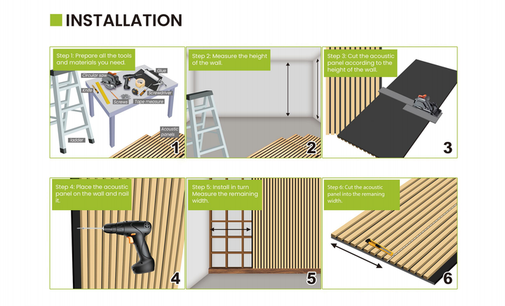 4PC 94.49x23.62 inch MDF Acoustic Panels with Technology Veneer